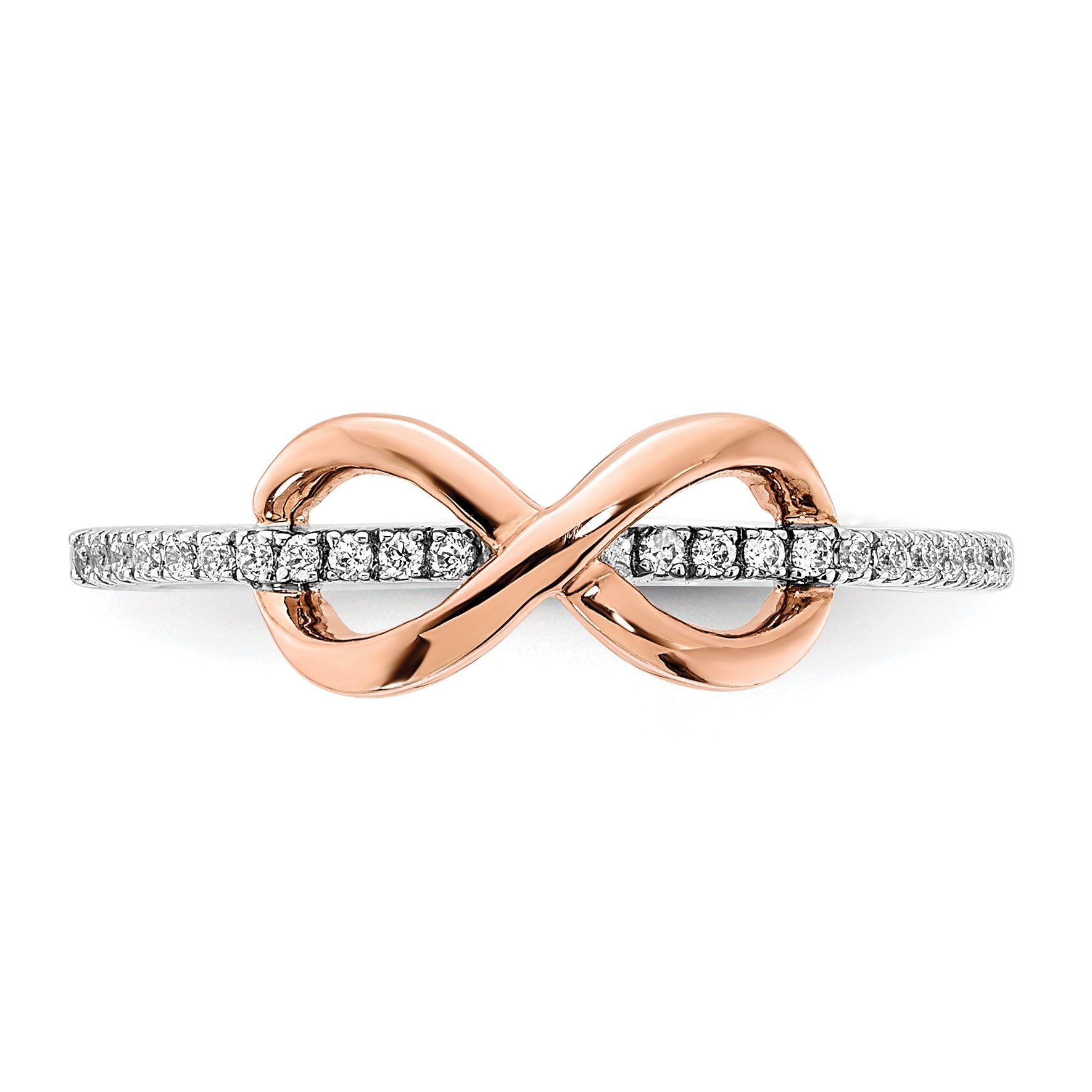 14k Two-tone White & Rose Polished Infinity Diamond Ring