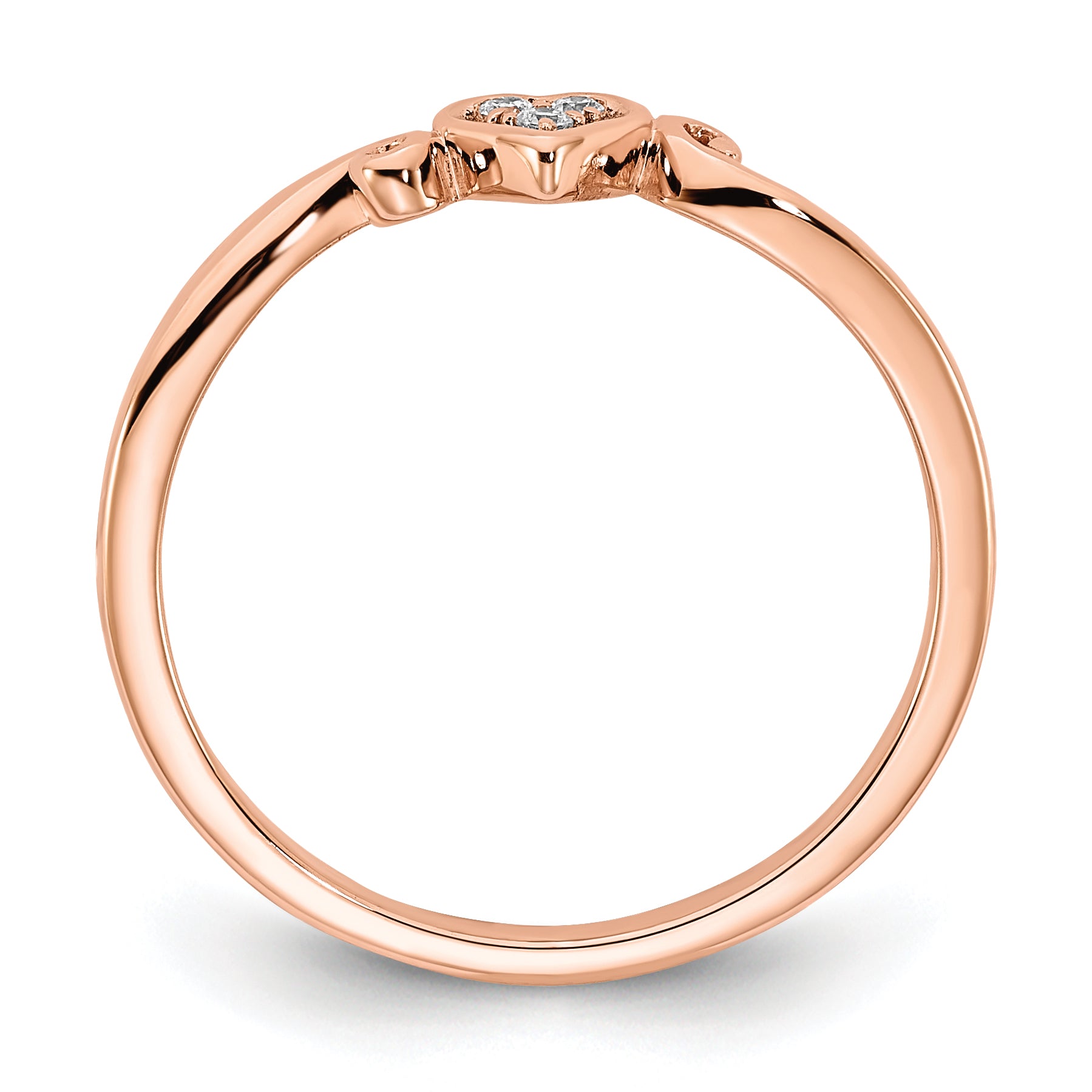 10K Rose Gold Polished Heart Diamond Ring