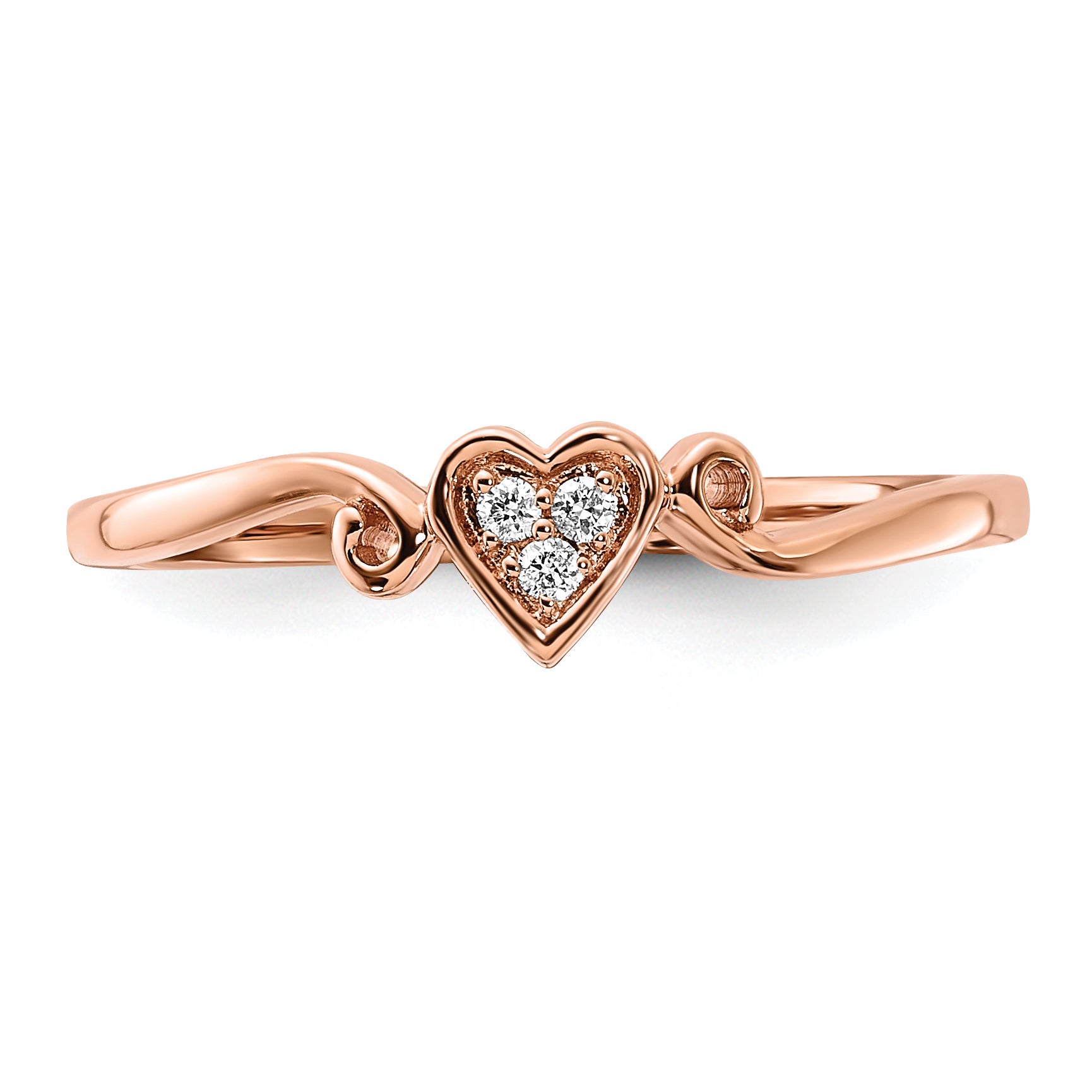 14k Rose Gold Polished Heart Diamond Ring