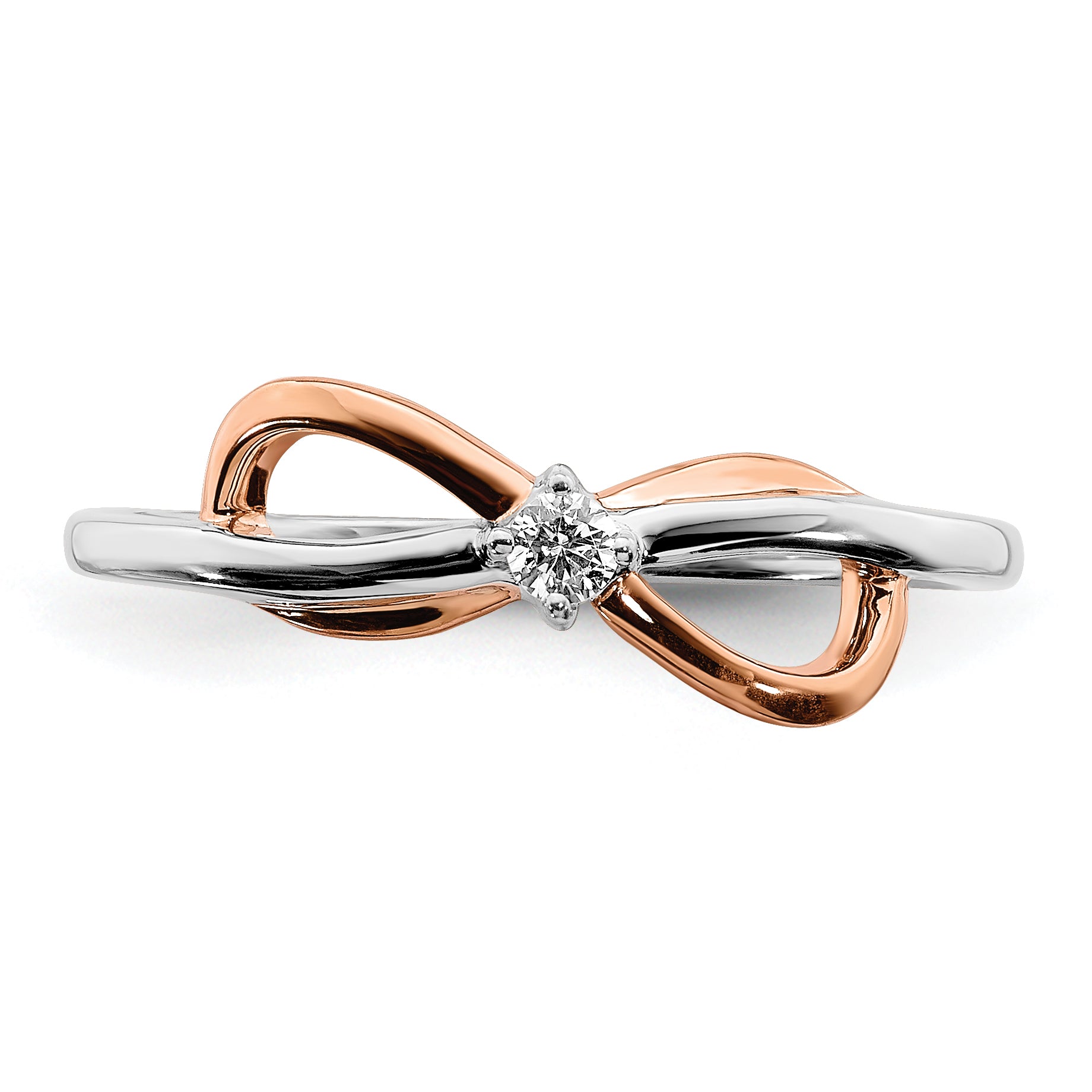 14k Two-tone White & Rose Polished Infinity Diamond Ring