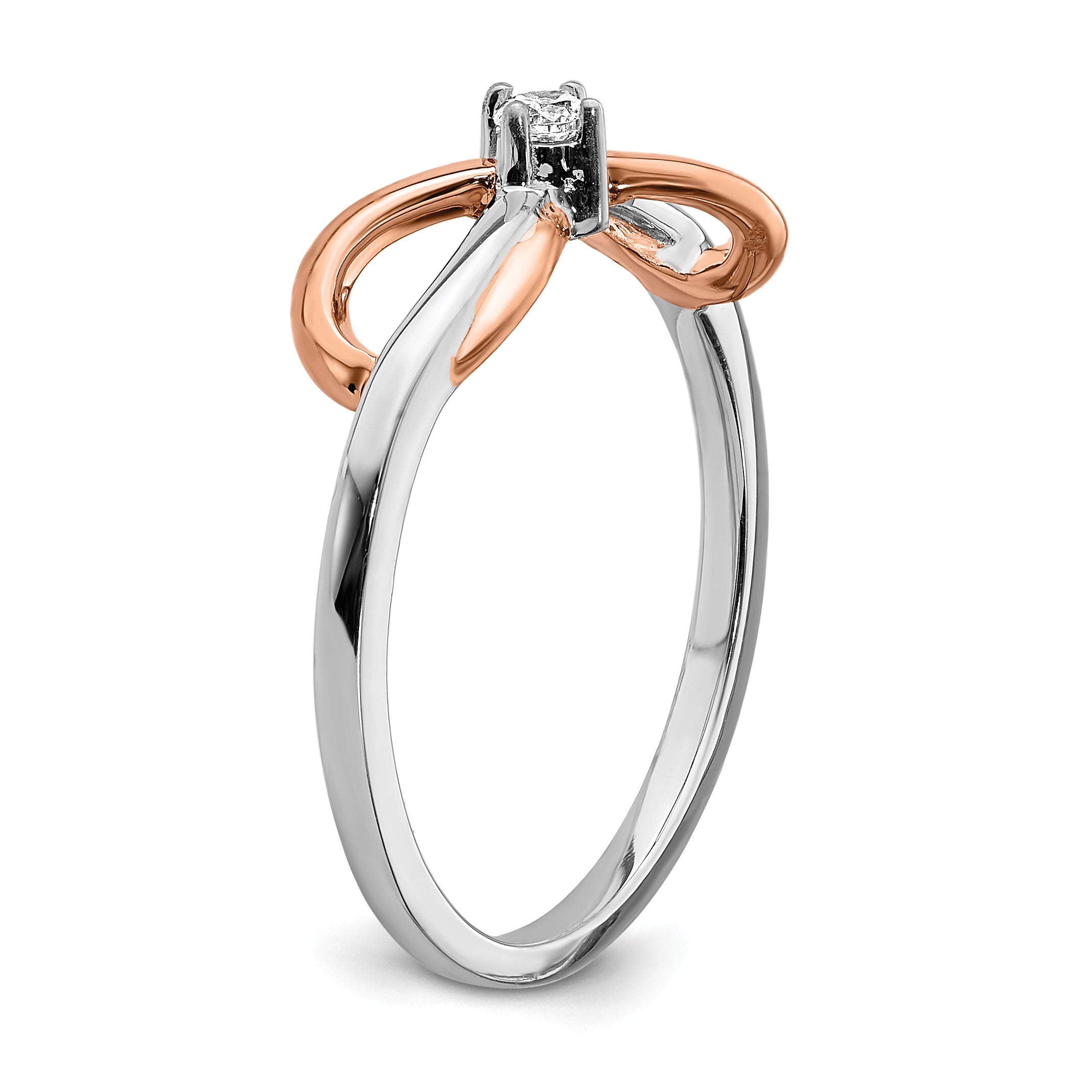 14k Two-tone White & Rose Polished Infinity Diamond Ring