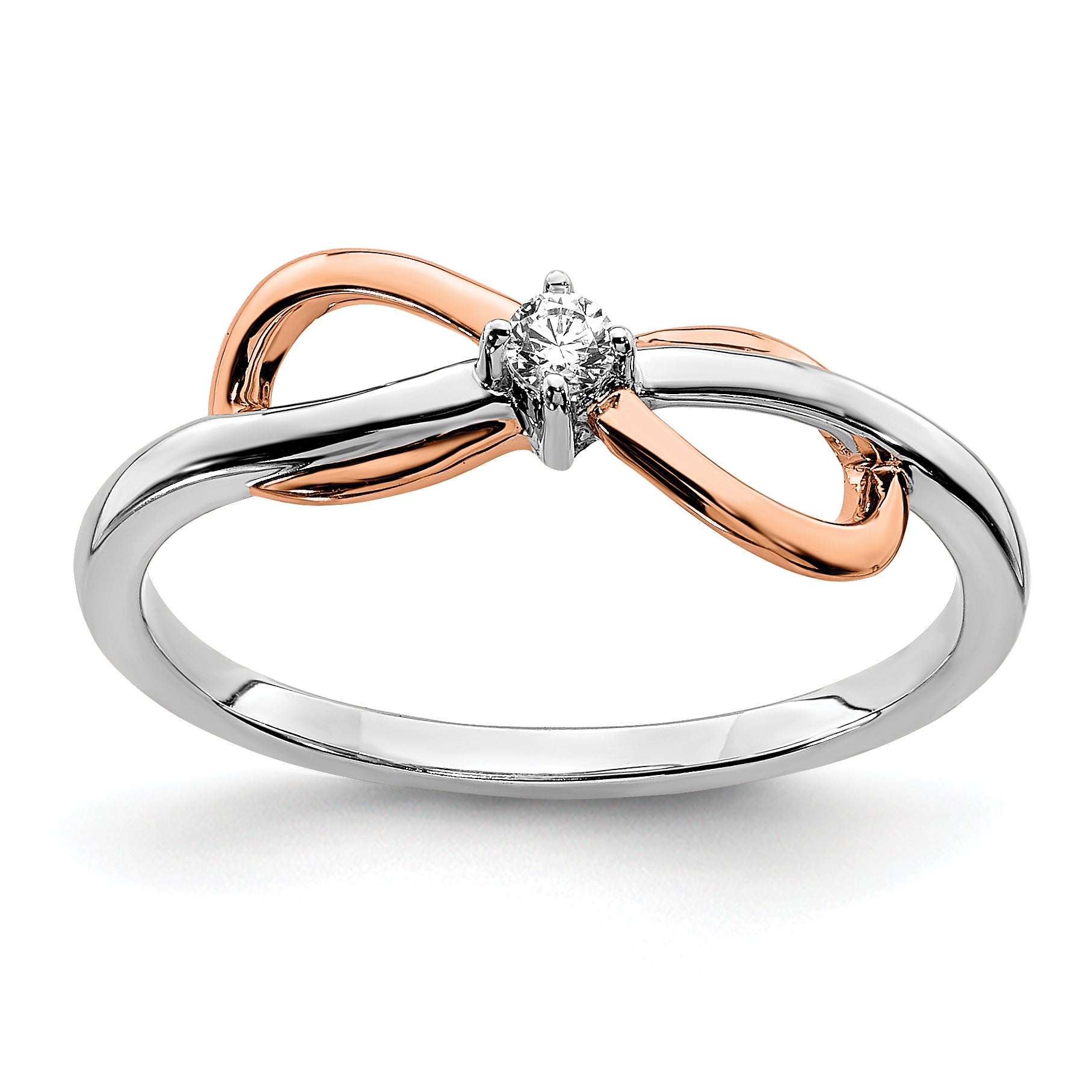 14k Two-tone White & Rose Polished Infinity Diamond Ring