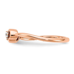 14k Rose Gold Polished Double Heart Diamond Ring