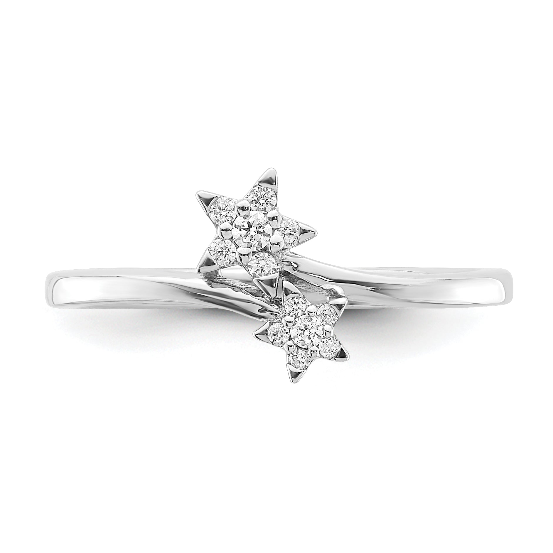 14k White Gold Diamond star bypass Diamond Ring