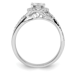 14K White Gold Certified Lab Grown Diamond Complete Oval Halo Eng Ring