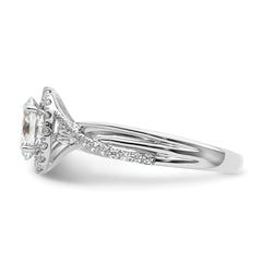 14K White Gold Certified Lab Grown Diamond Complete Oval Halo Eng Ring