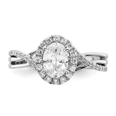 14K White Gold Certified Lab Grown Diamond Complete Oval Halo Eng Ring