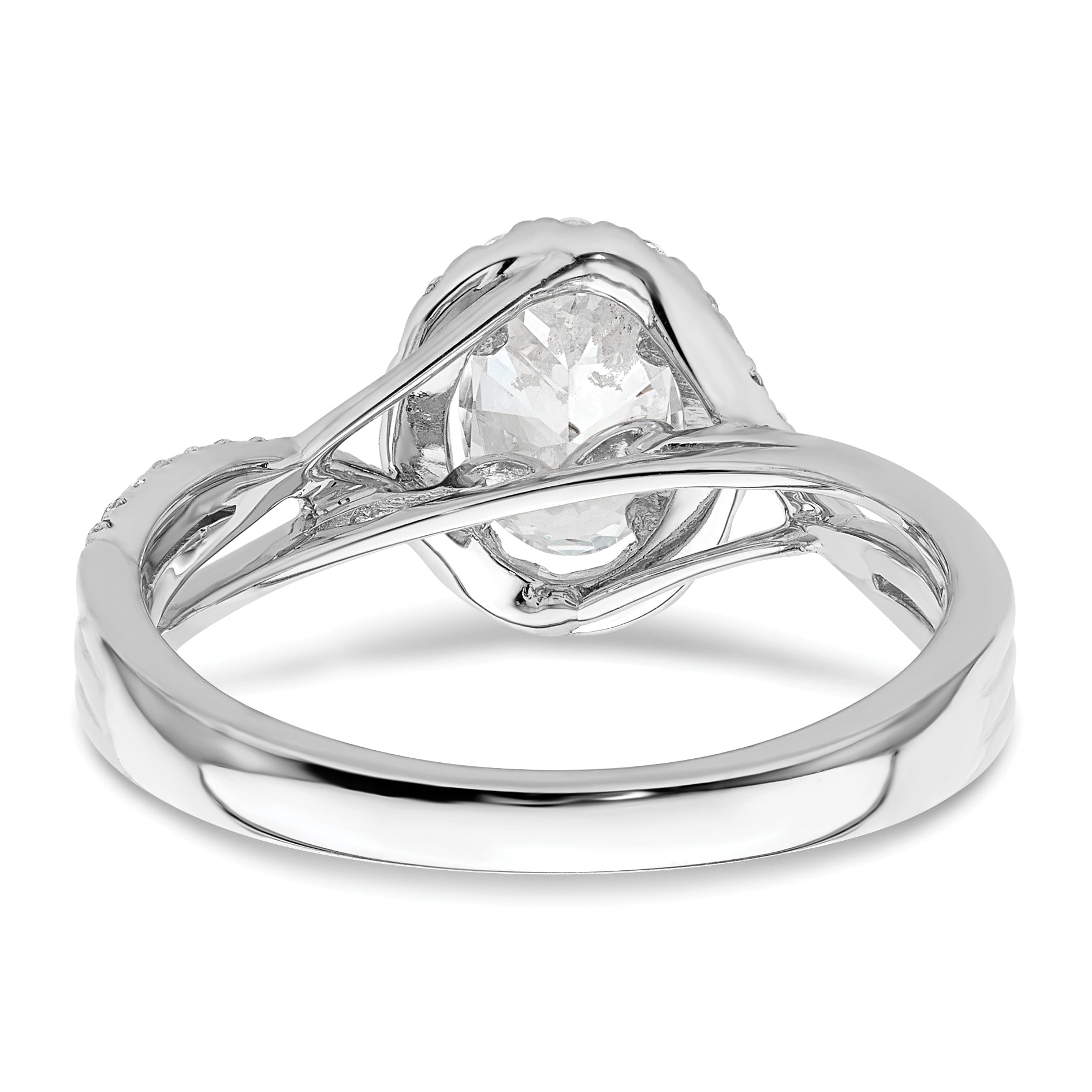 14K White Gold Certified Lab Grown Diamond Complete Oval Halo Eng Ring