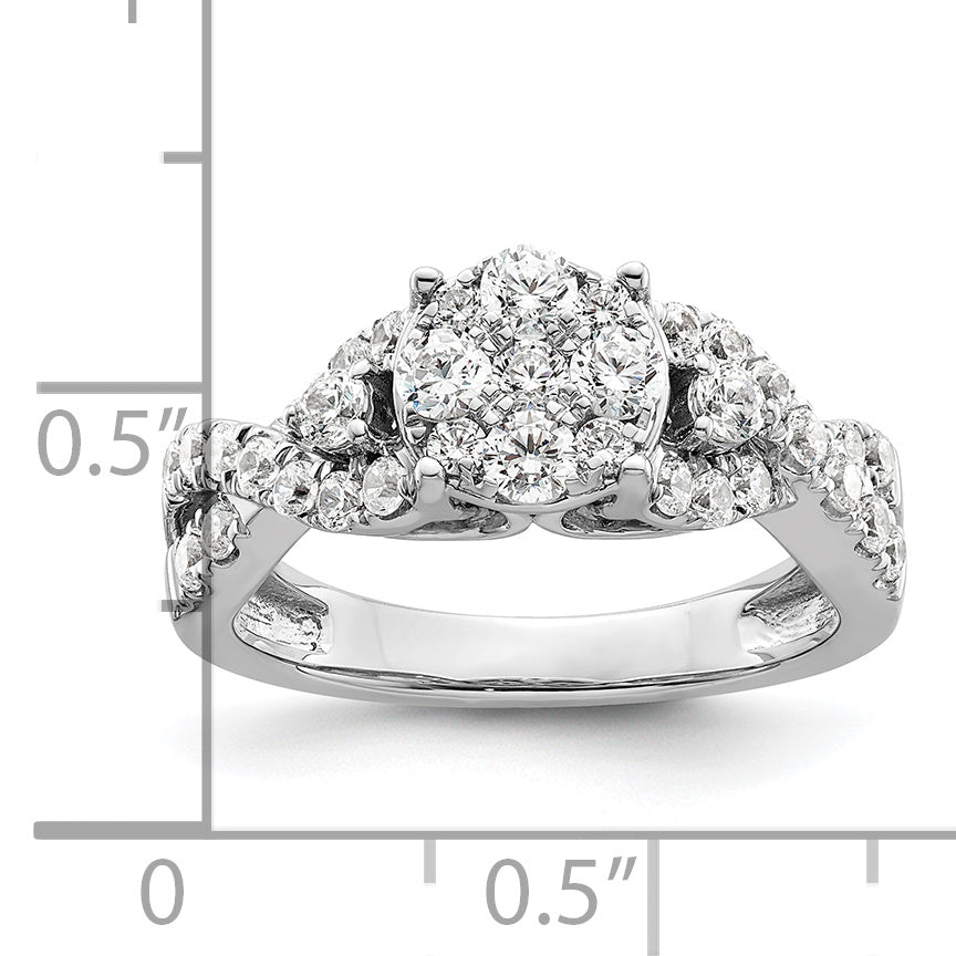 14K White Gold Lab Grown Diamond VS/SI GH, Cluster Ring