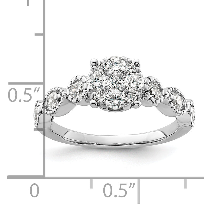 14K White Gold Lab Grown Diamond VS/SI GH, Cluster Ring