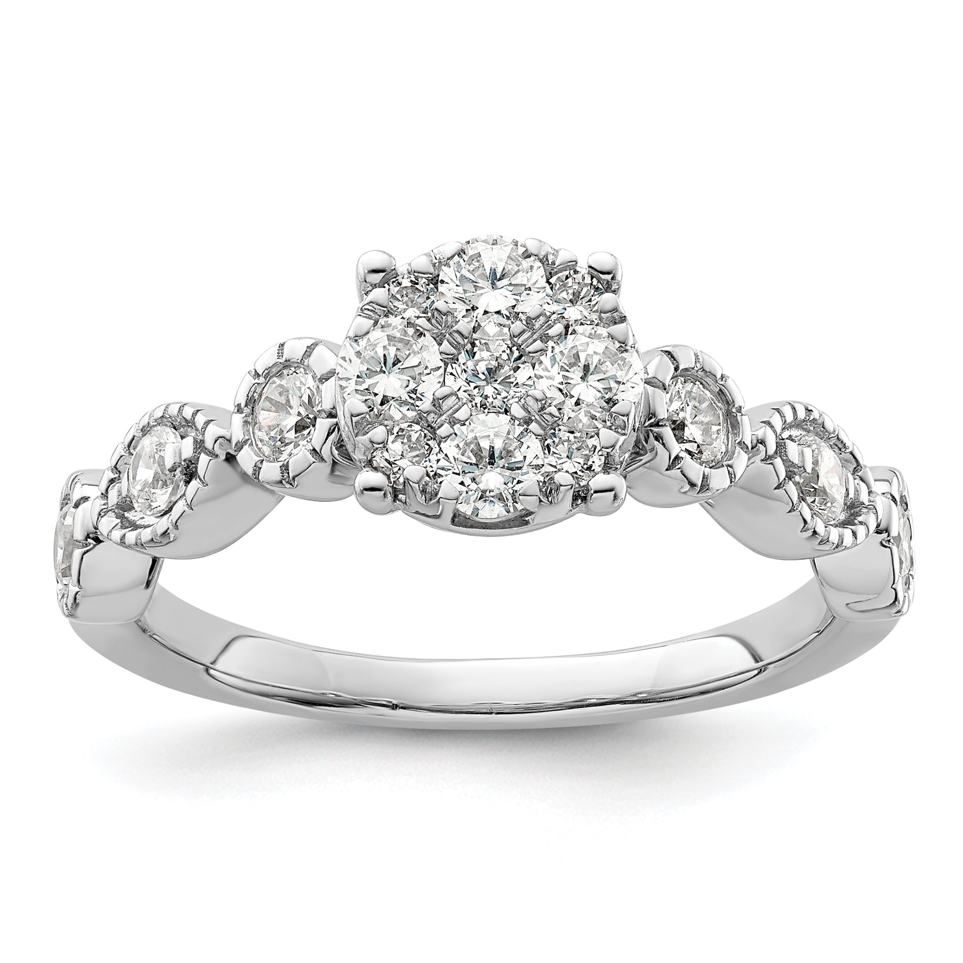 14K White Gold Lab Grown Diamond VS/SI GH, Cluster Ring