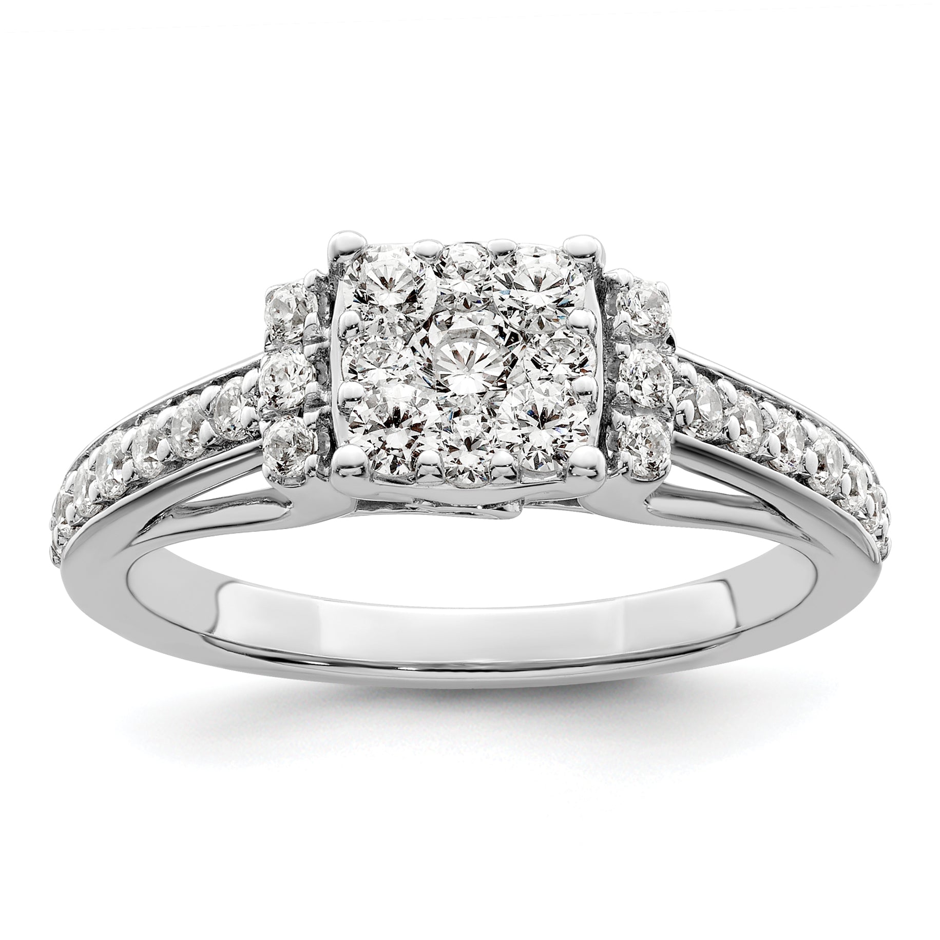 14K White Gold Lab Grown Diamond VS/SI GH, Cluster Ring