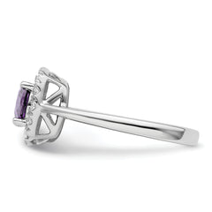 14K White Gold Lab Grown Diamond and Amethyst Halo Ring