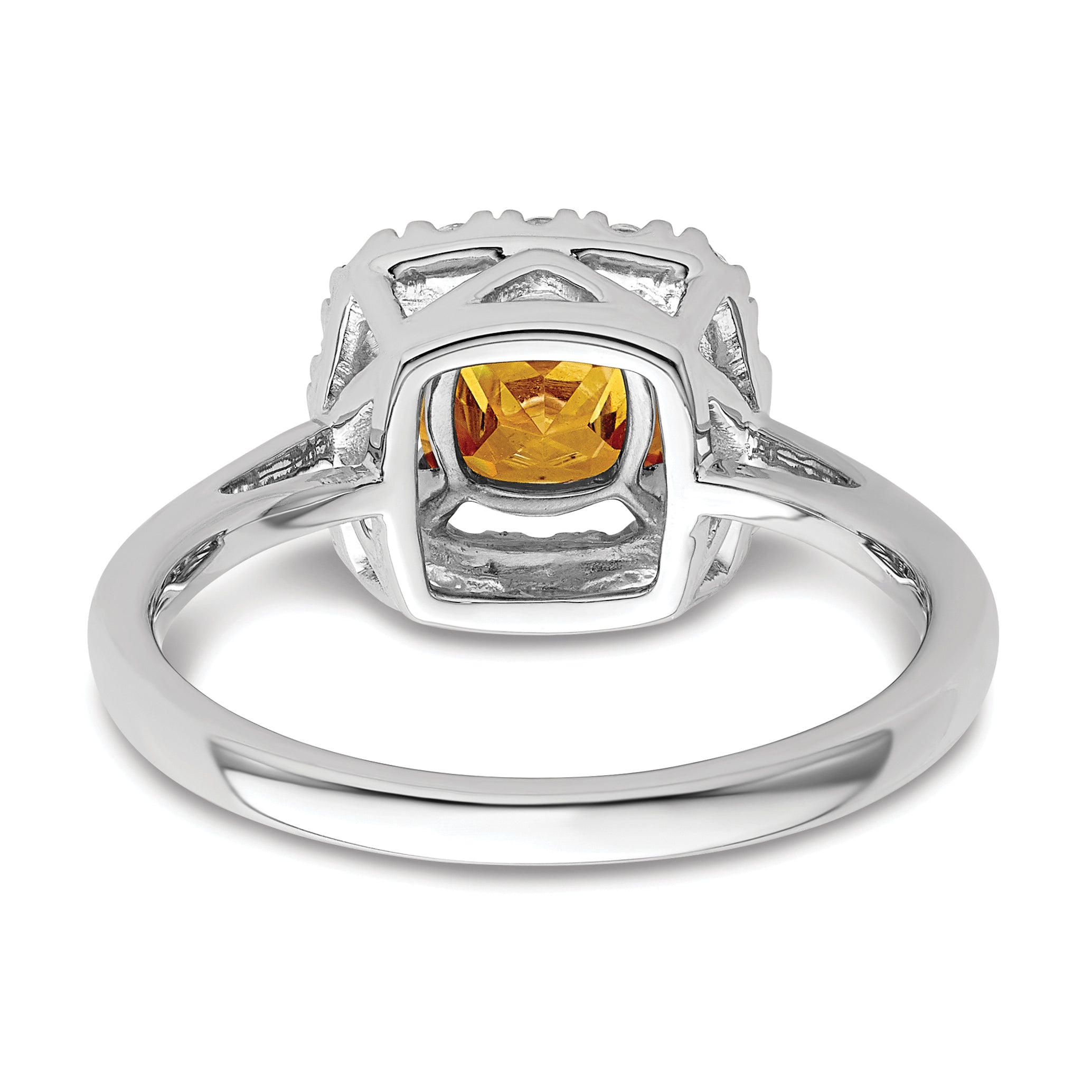 14K White Gold Lab Grown Diamond and Citrine Halo Ring