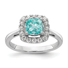 14K White Gold Lab Grown Diamond and Cr Paraiba Halo Ring