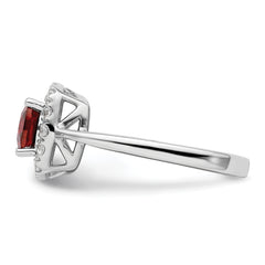 14K White Gold Lab Grown Diamond and Garnet Halo Ring