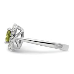 14K White Gold Lab Grown Diamond and Peridot Halo Ring