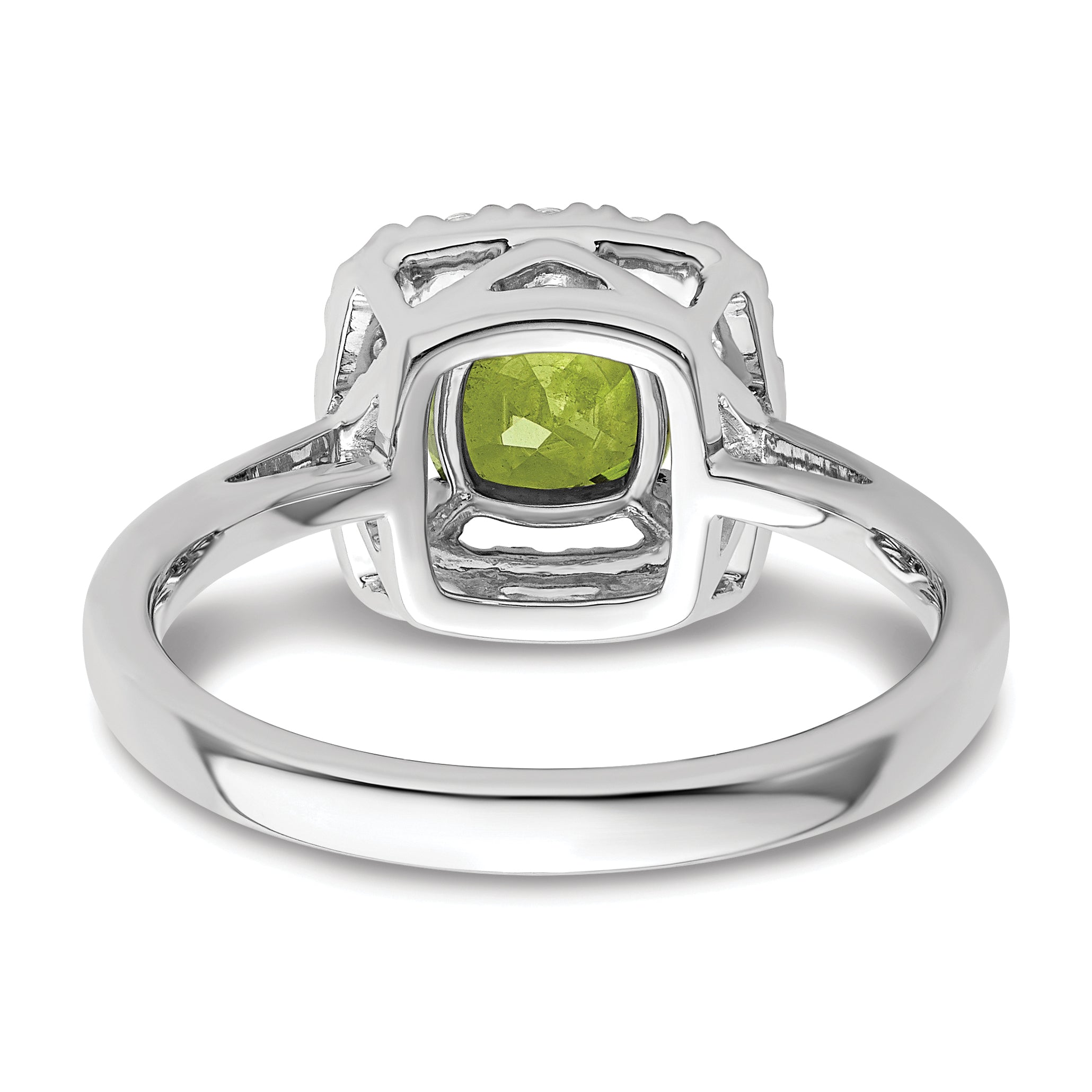 14K White Gold Lab Grown Diamond and Peridot Halo Ring