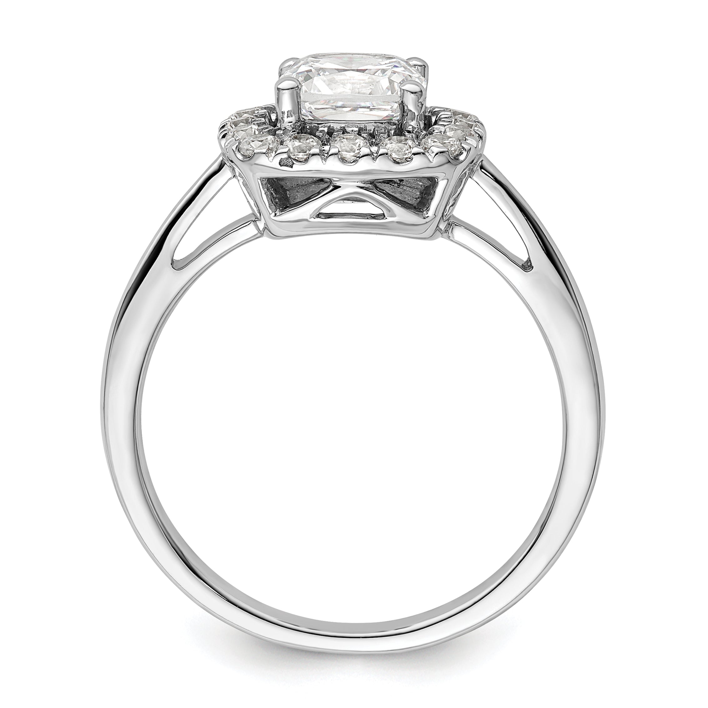 14K White Gold Lab Grown Diamond and White Sapphire Halo Ring