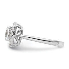 14K White Gold Lab Grown Diamond and White Sapphire Halo Ring