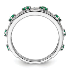 14K White Gold Lab Grown Diamond VS/SI GH, & Cr Emerald Ring