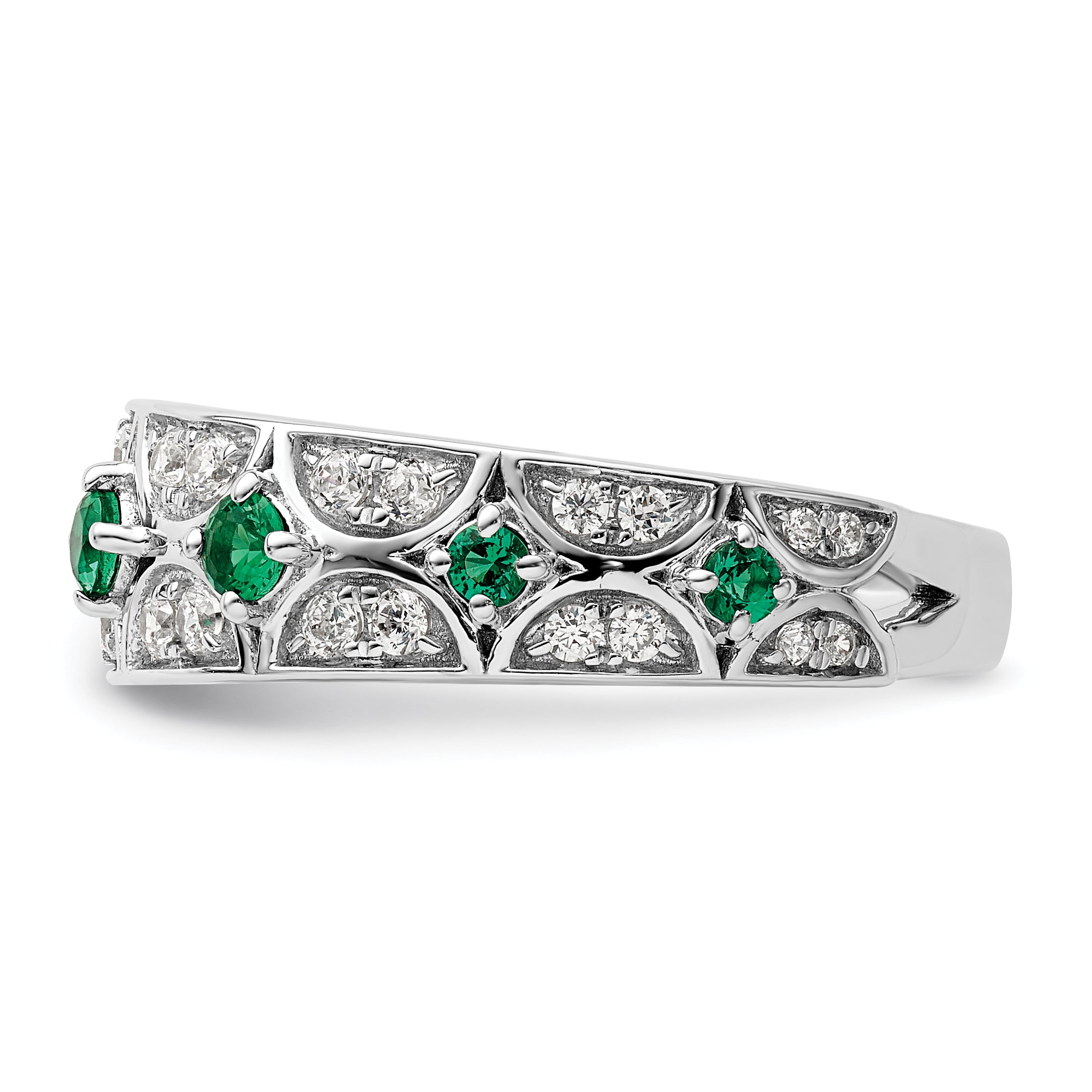 14K White Gold Lab Grown Diamond VS/SI GH, & Cr Emerald Ring