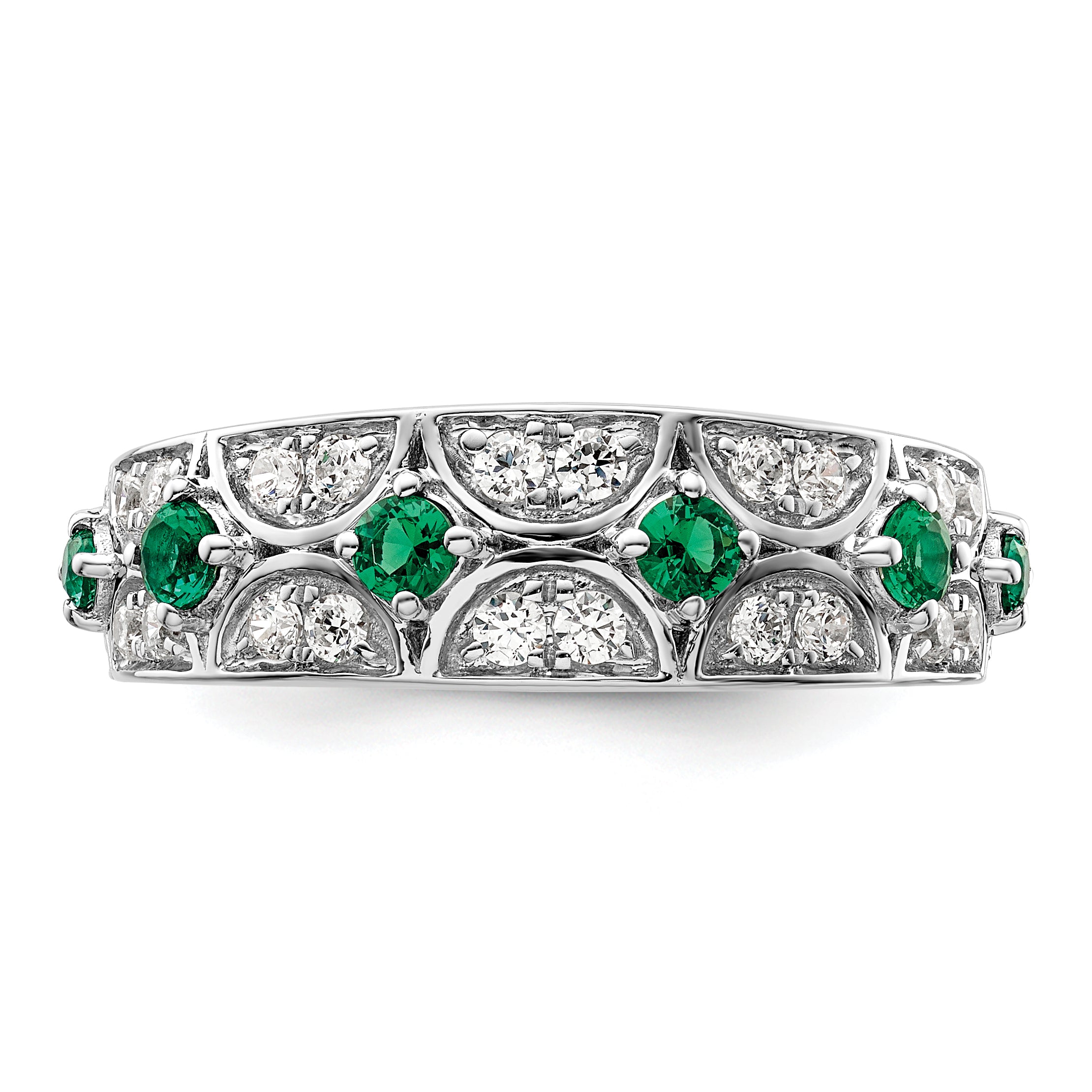 14K White Gold Lab Grown Diamond VS/SI GH, & Cr Emerald Ring