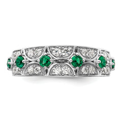 14K White Gold Lab Grown Diamond VS/SI GH, & Cr Emerald Ring