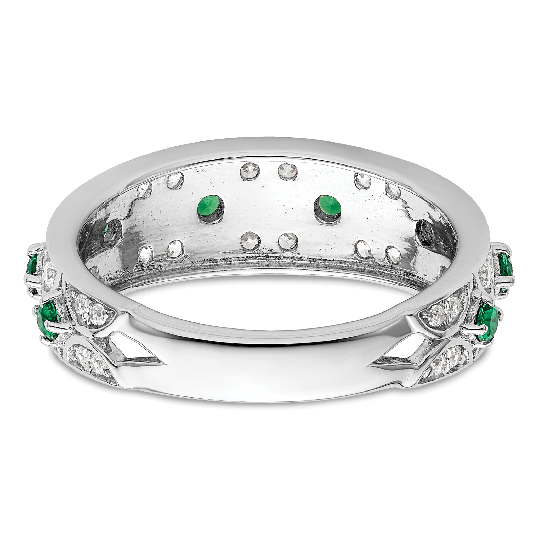 14K White Gold Lab Grown Diamond VS/SI GH, & Cr Emerald Ring