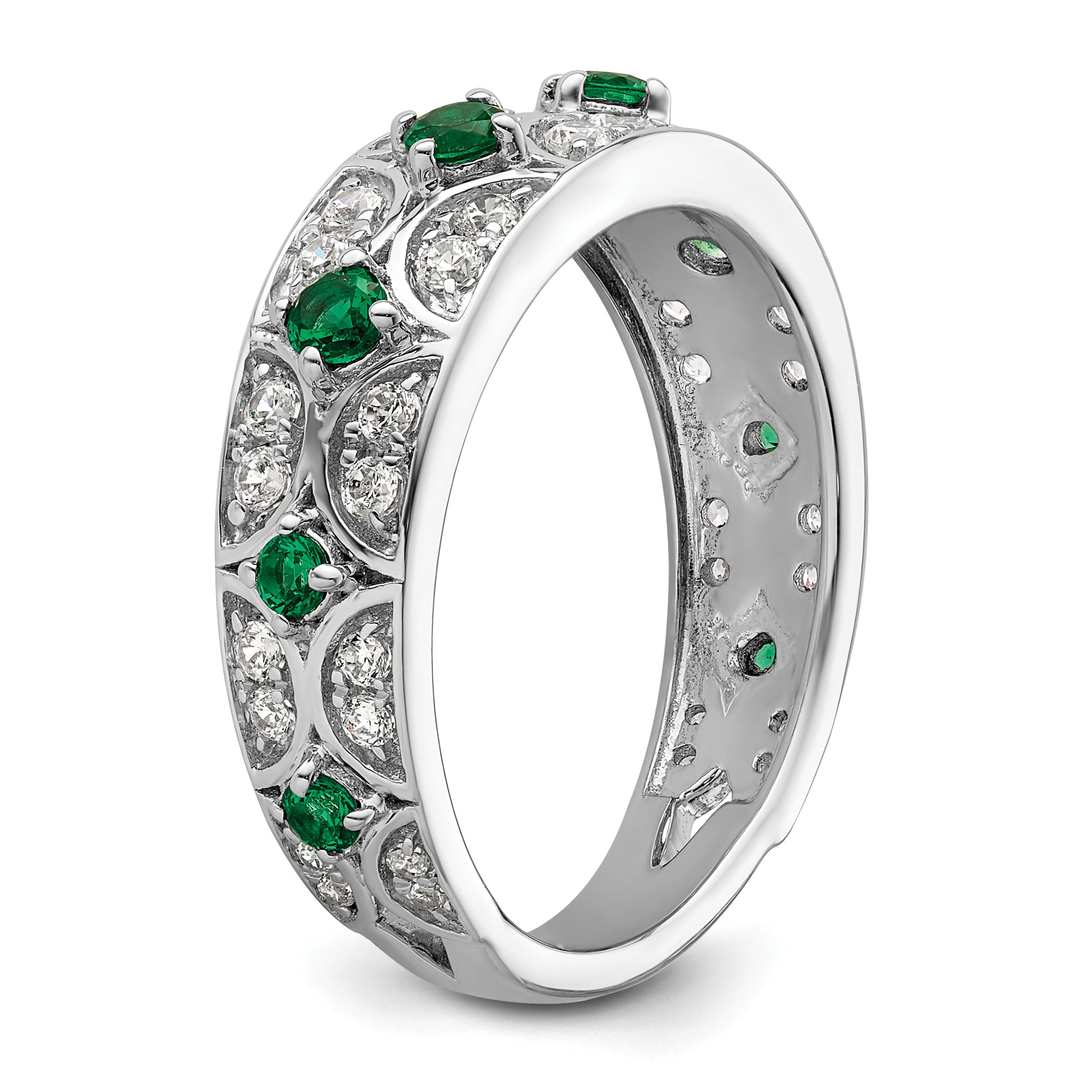 14K White Gold Lab Grown Diamond VS/SI GH, & Cr Emerald Ring