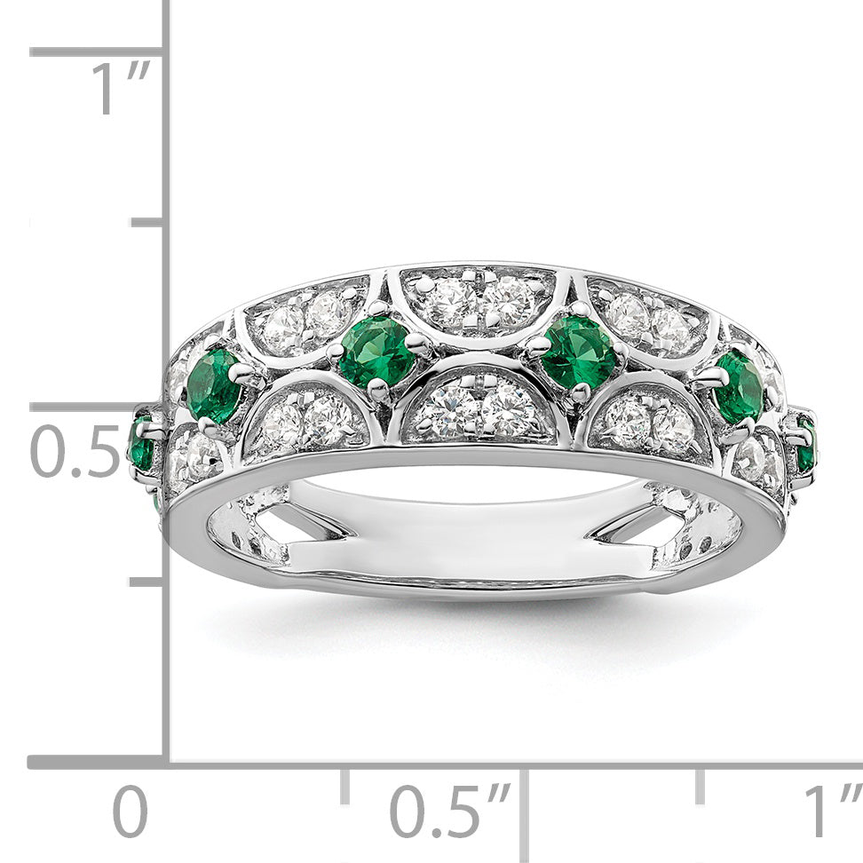 14K White Gold Lab Grown Diamond VS/SI GH, & Cr Emerald Ring