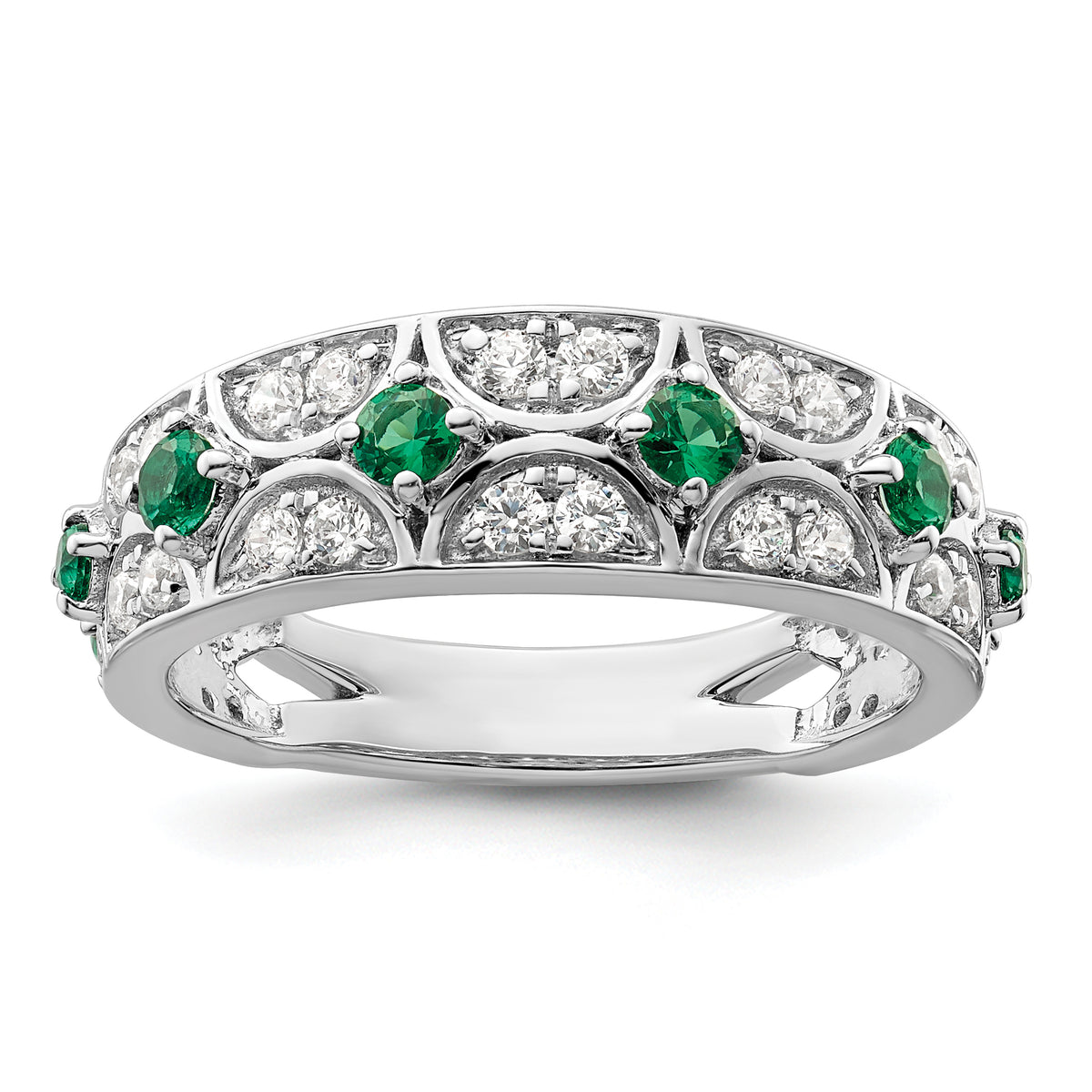 14K White Gold Lab Grown Diamond VS/SI GH, & Cr Emerald Ring