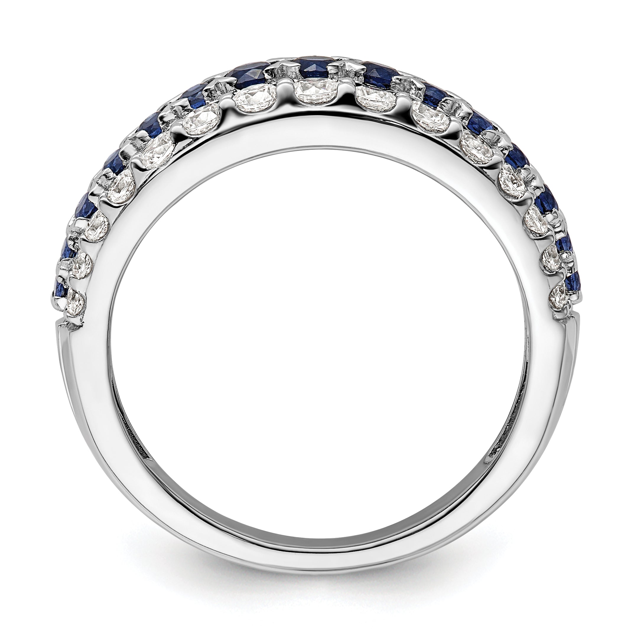 14K White Gold Lab Grown Diamond VS/SI GH, & Cr Blue Sapphire Ring