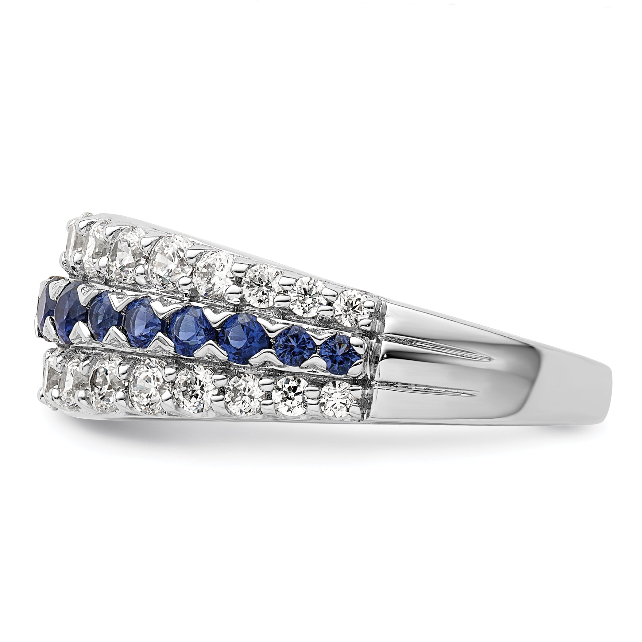 14K White Gold Lab Grown Diamond VS/SI GH, & Cr Blue Sapphire Ring