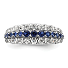 14K White Gold Lab Grown Diamond VS/SI GH, & Cr Blue Sapphire Ring