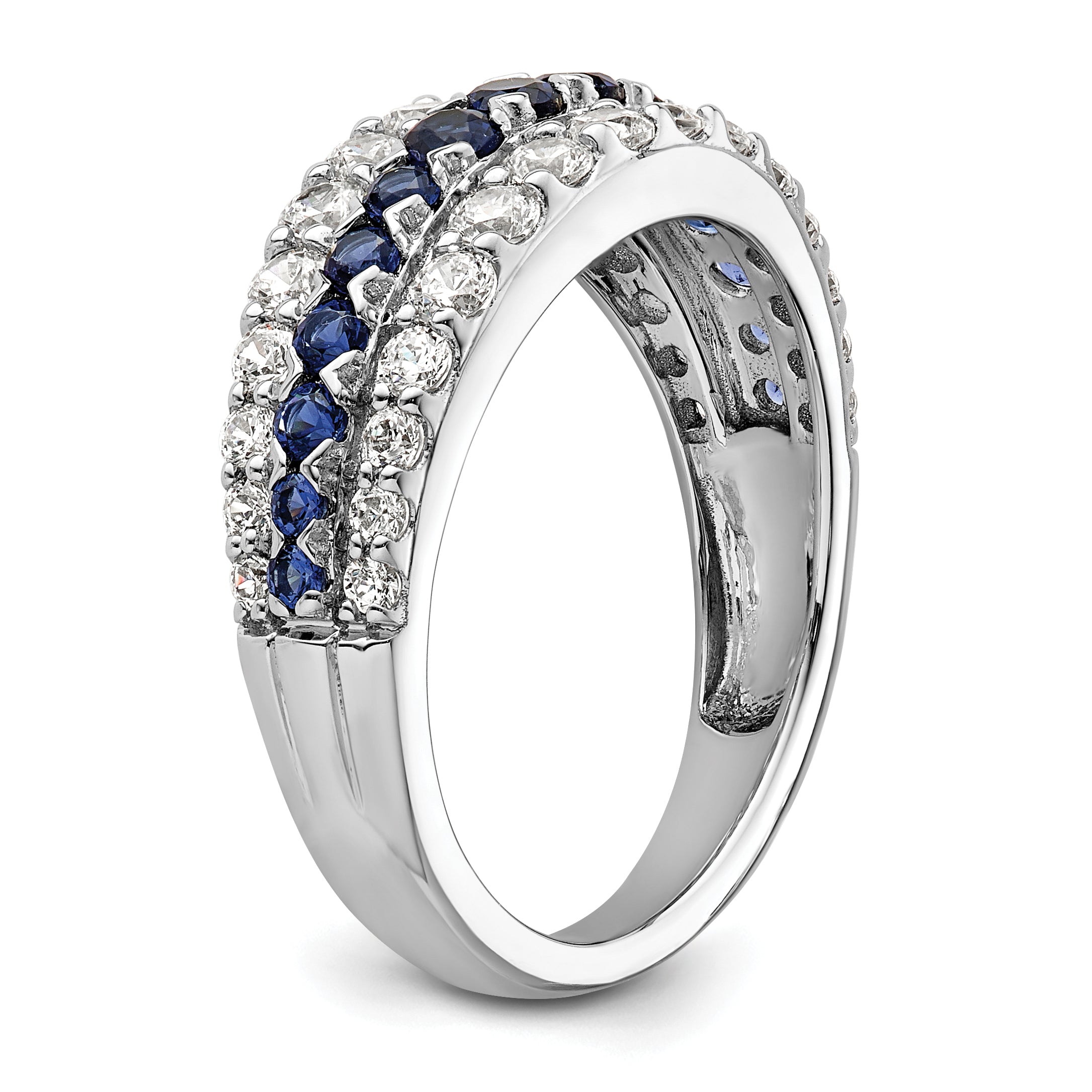 14K White Gold Lab Grown Diamond VS/SI GH, & Cr Blue Sapphire Ring