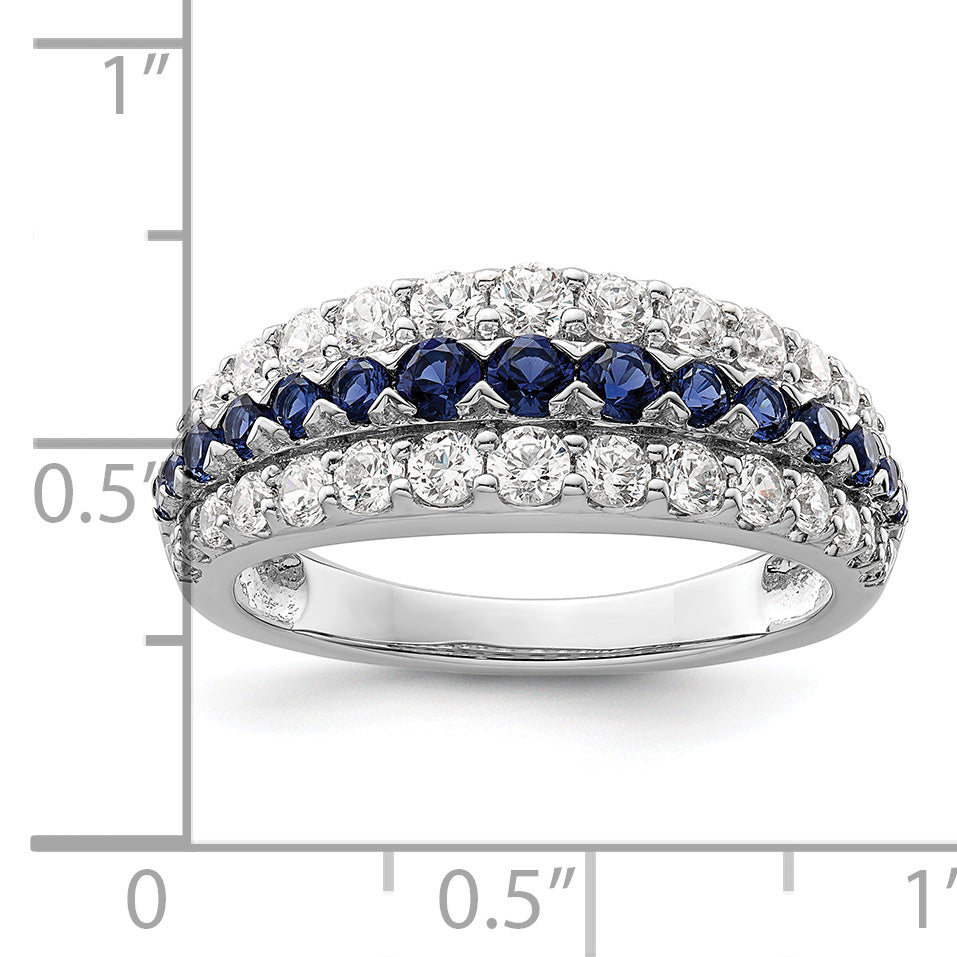 14K White Gold Lab Grown Diamond VS/SI GH, & Cr Blue Sapphire Ring