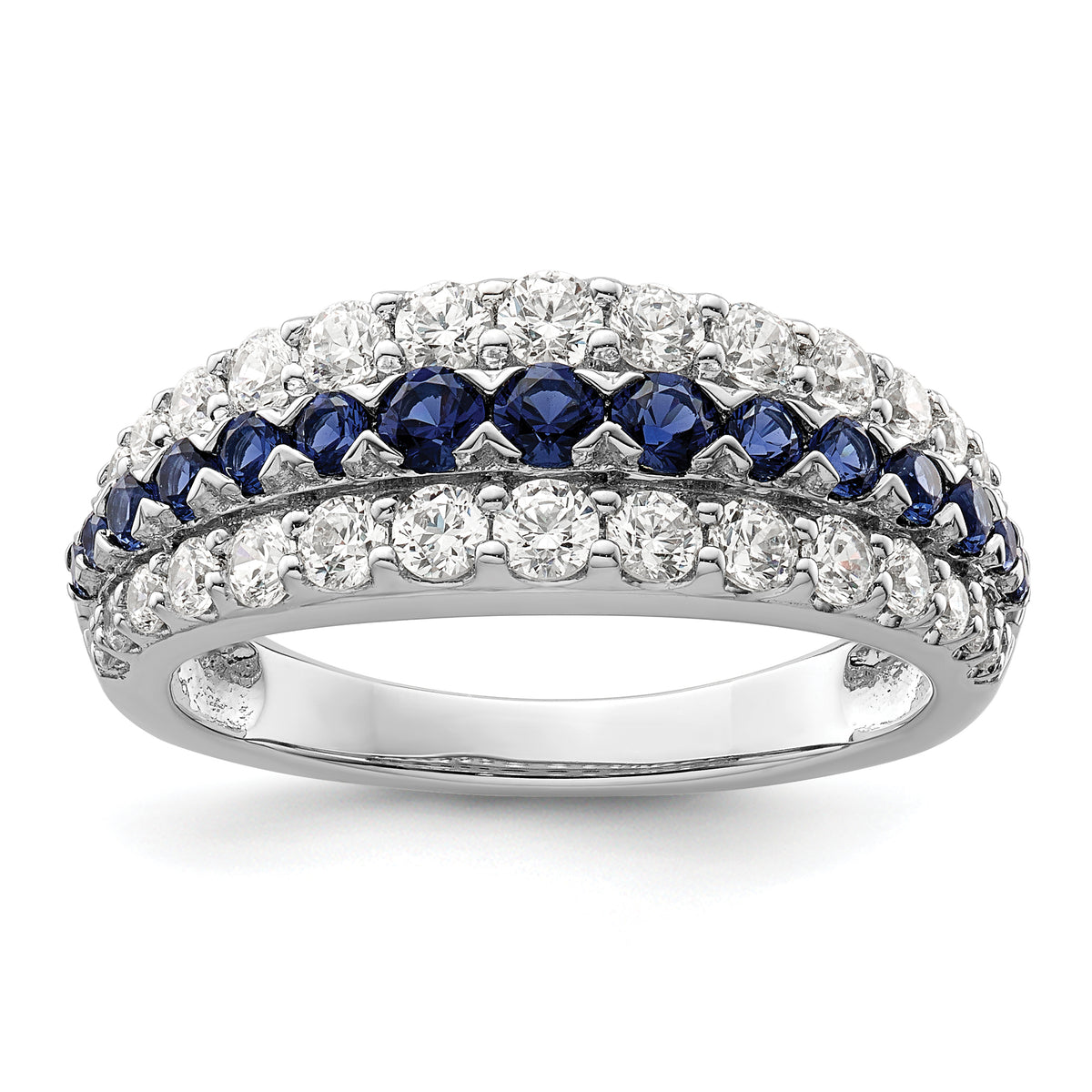 14K White Gold Lab Grown Diamond VS/SI GH, & Cr Blue Sapphire Ring