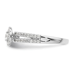 14K White Gold Lab Grown Dia Two Promises Halo Complete Eng Ring