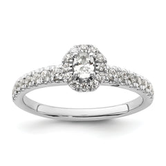 14K White Gold Lab Grown Dia Two Promises Halo Complete Eng Ring