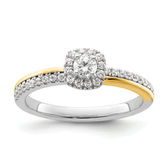 14K Two-Tone Lab Grown Dia Two Promises Halo Complete Eng Ring