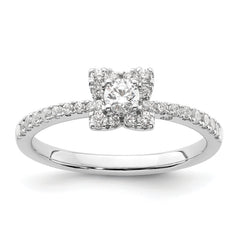 14K White Gold Lab Grown Dia Two Promises Halo Complete Eng Ring