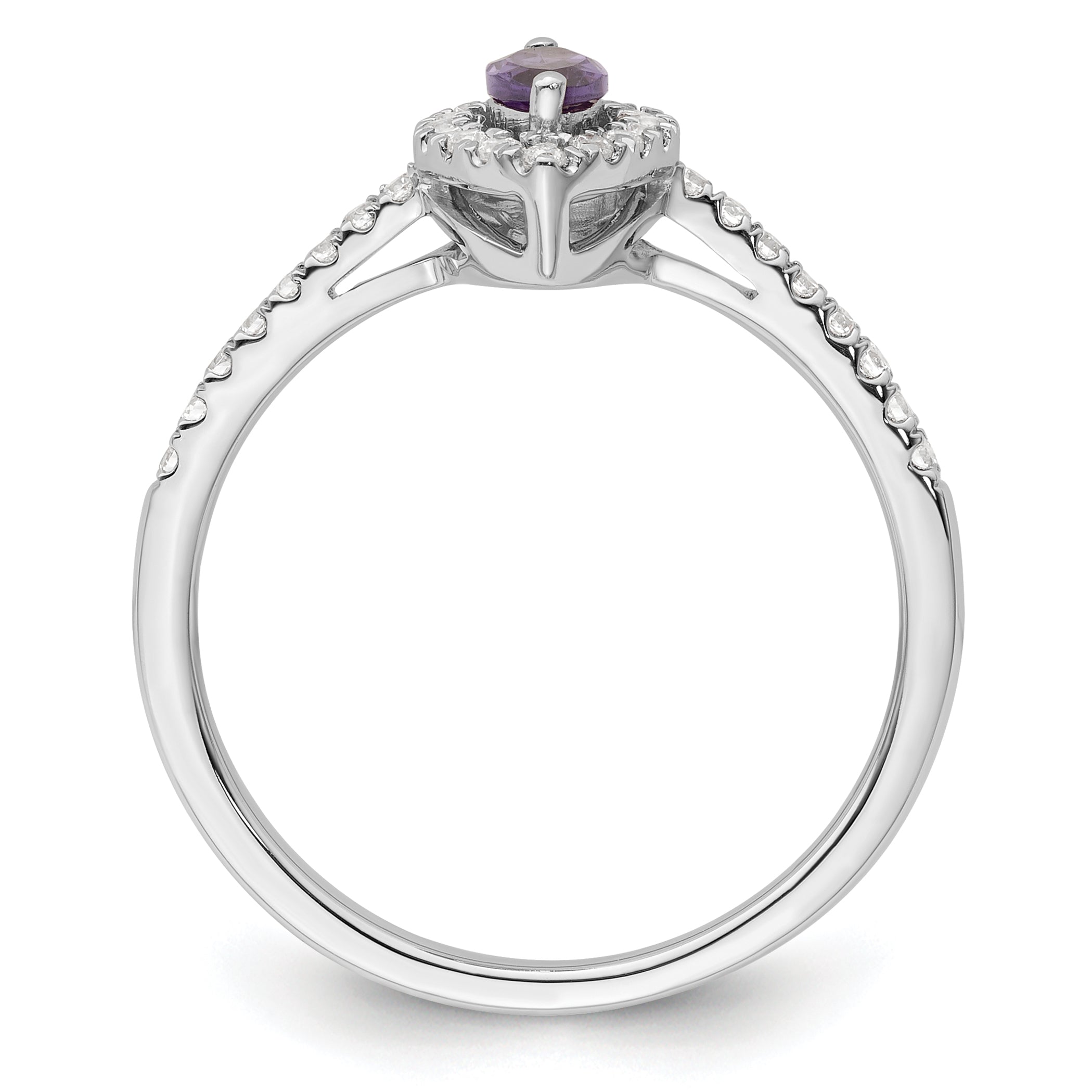 14K White Gold Lab Grown Diamond and Amethyst Ring