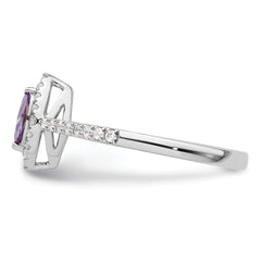 14K White Gold Lab Grown Diamond and Amethyst Ring