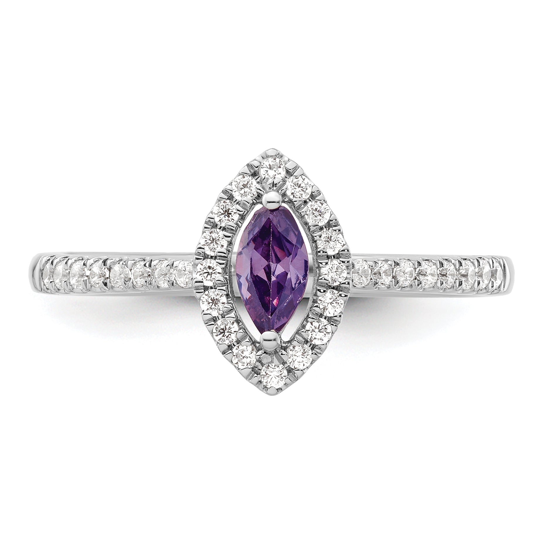 14K White Gold Lab Grown Diamond and Amethyst Ring