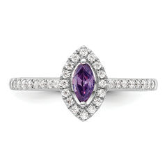 14K White Gold Lab Grown Diamond and Amethyst Ring