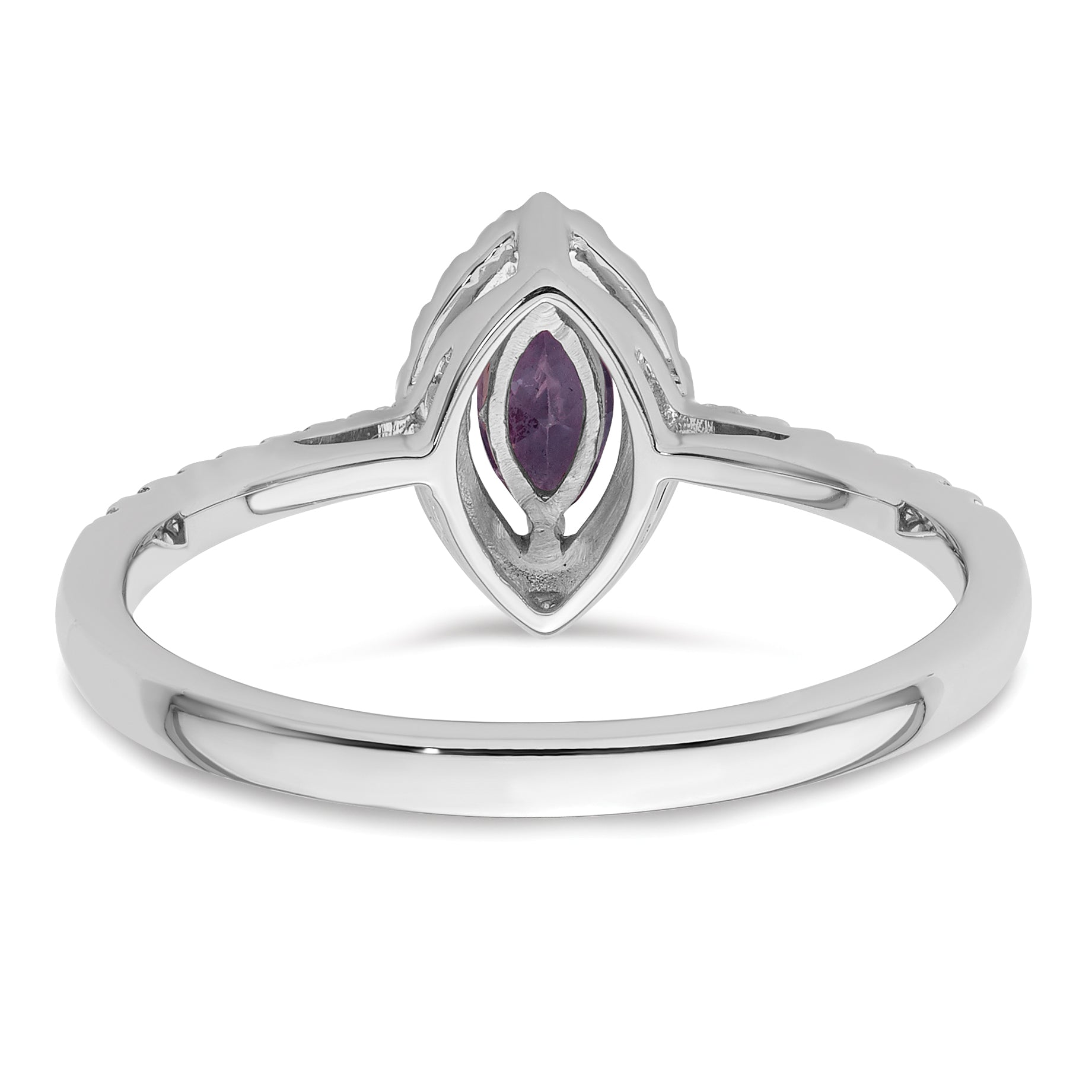 14K White Gold Lab Grown Diamond and Amethyst Ring