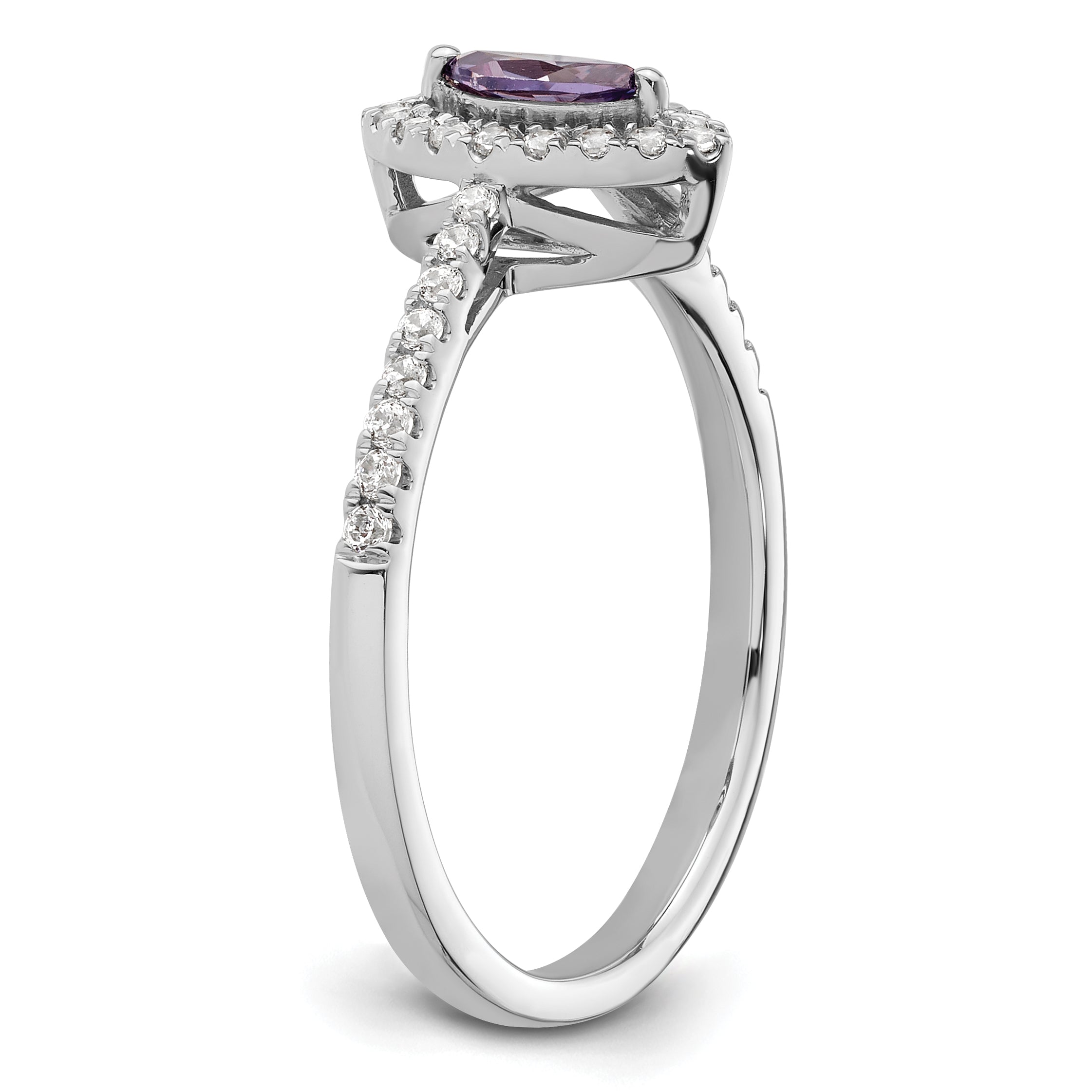 14K White Gold Lab Grown Diamond and Amethyst Ring