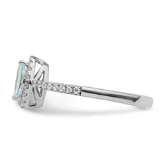 14K White Gold Lab Grown Diamond and Aquamarine Ring