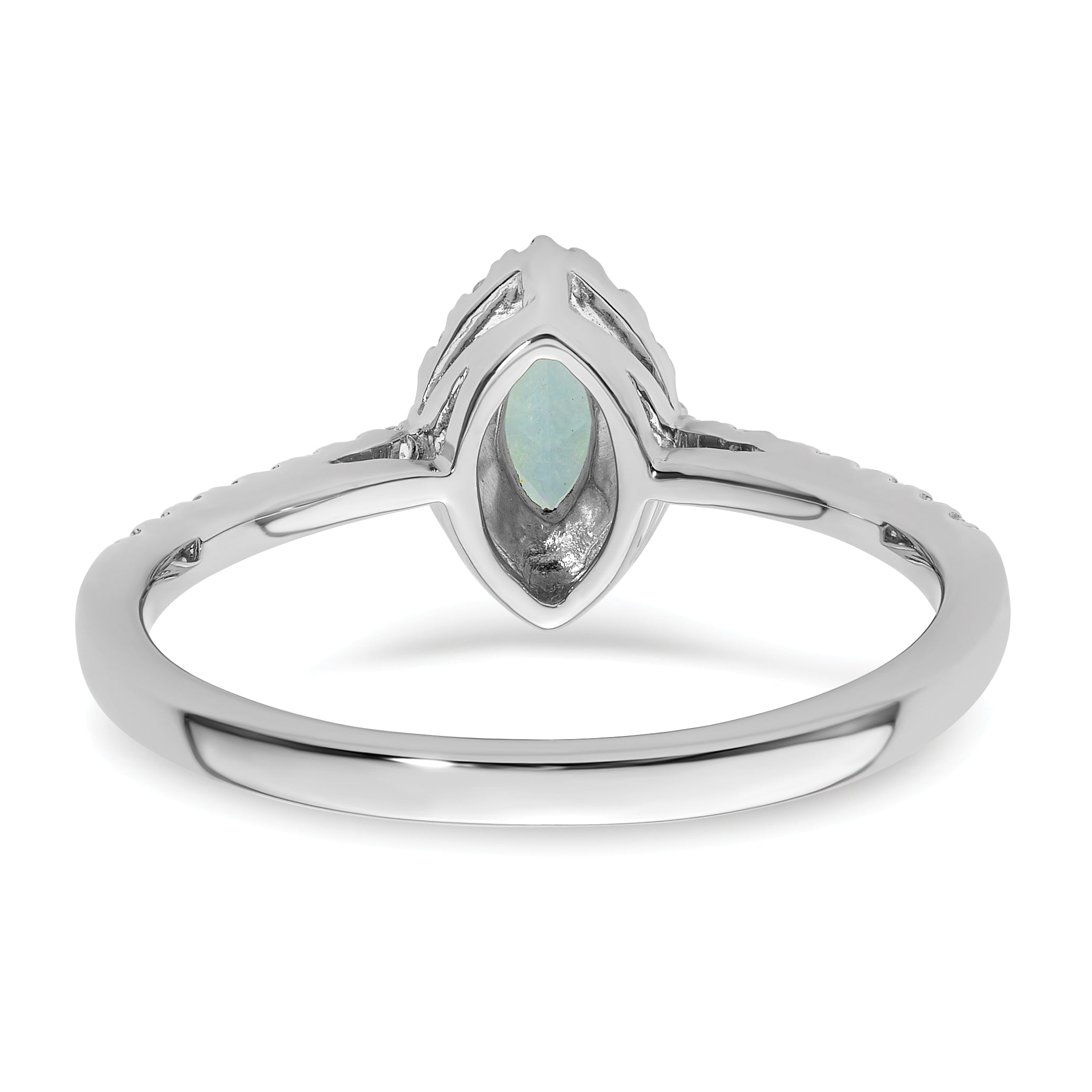 14K White Gold Lab Grown Diamond and Aquamarine Ring